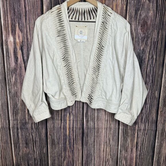 Anthropologie Hei Hei Ladder Linen Cut Out Jacket Size M/L - Picture 4 of 16
